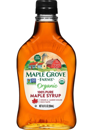 Maple Grove Farms Organic Pure Maple Syrup, Grade A Amber, 8.5 Ounce