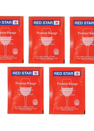 Red Star Premier Rouge Wine Yeast   Pack of 5   With North Mountain Supply Freshness Guarantee