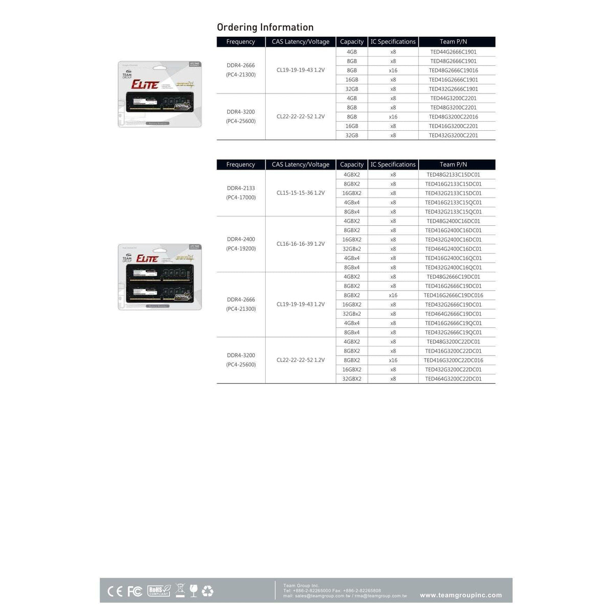 TEAMGROUP Elite DDR4 32GB Single (1 x 32GB) 3200MHz (PC4-25600) CL22 Unbuffered Non-ECC 1.2V UDIMM 288 Pin PC Computer Desktop Memory Module Ram Upgrade - TED432G3200C2201