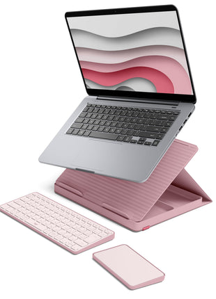 Logitech Casa Pop-Up Desk Work From Home Kit with Laptop Stand, Wireless Keyboard & Touchpad, Bluetooth, USB C Charging, for Laptop/MacBook (10 inch to 17 inch),Windows, macOS, ChromeOS - Bohemian Blush, Pink