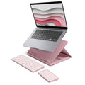 Logitech Casa Pop Up Desk Kit - Adjustable Laptop Stand for Desk, Wireless Keyboard & Touchpad, Bluetooth, USB C Charging, Bohemian Blush, Pink
