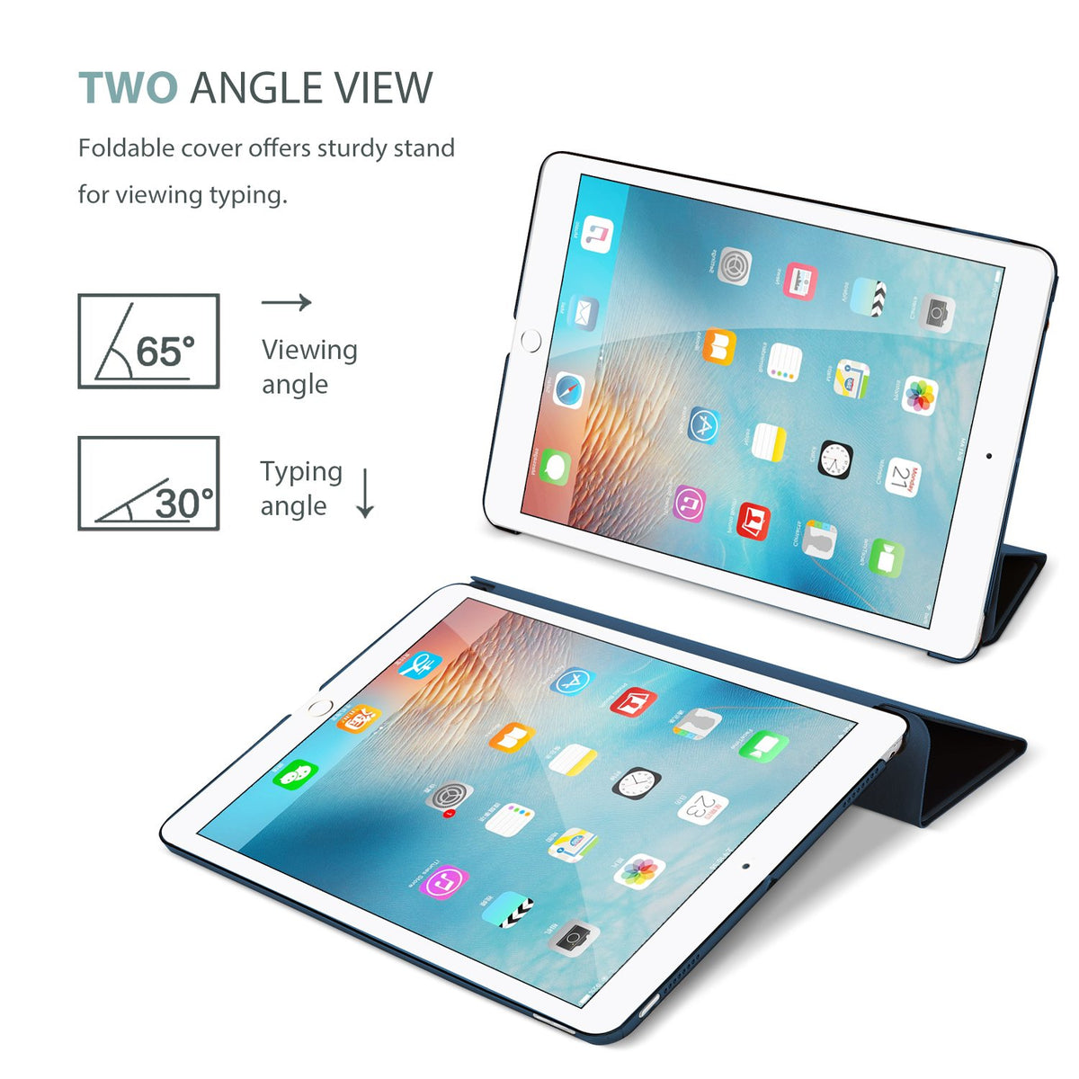 ProCase Smart Case for iPad 9.7 Inch iPad 6th/5th Generation Case 2018 2017(Model: A1893 A1954 A1822 A1823), Ultra Slim Lightweight Stand Case with Translucent Frosted Back Smart Cover -Navy