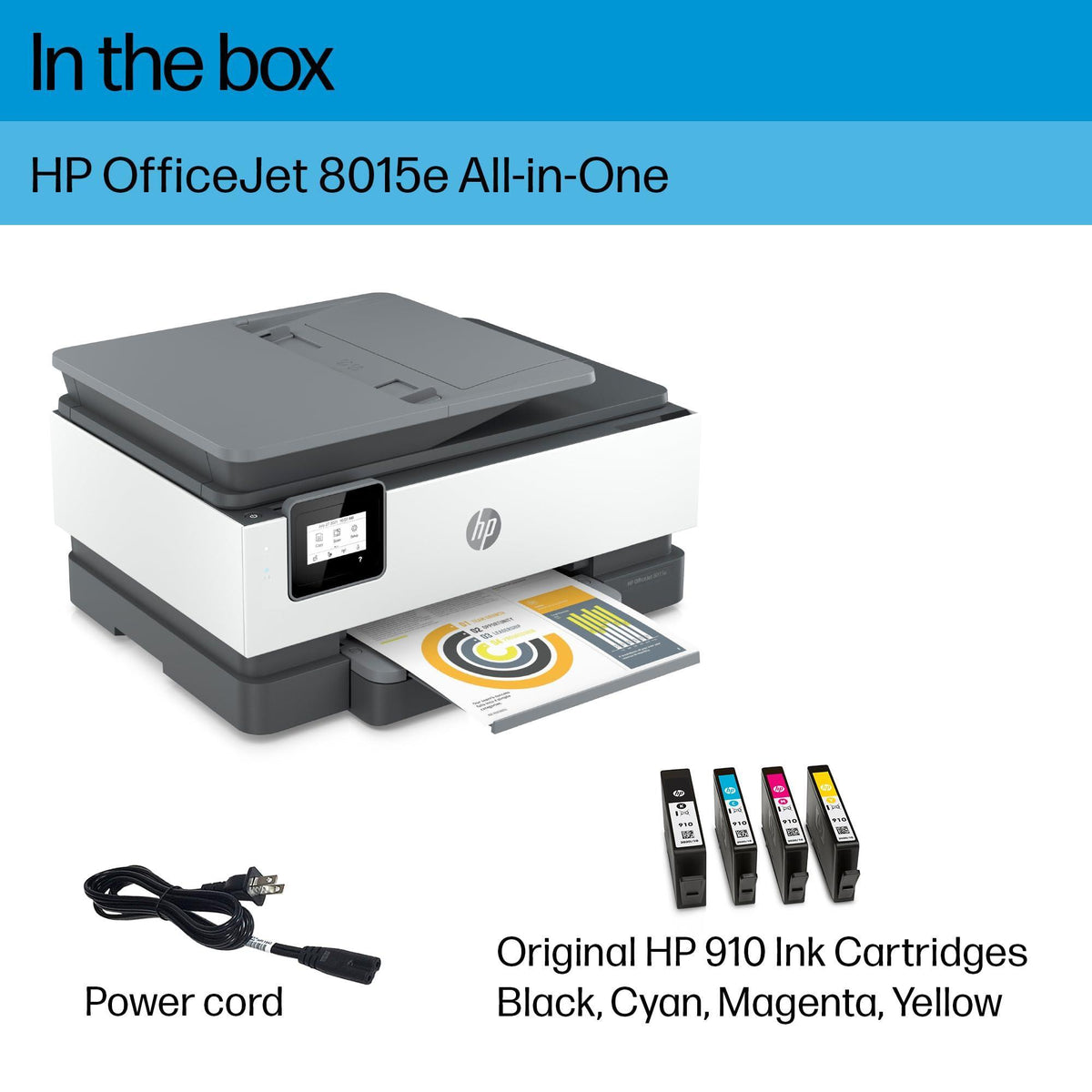 HP OfficeJet 8015e Wireless Color All-in-One Printer, 6 month Instant Ink trial included
