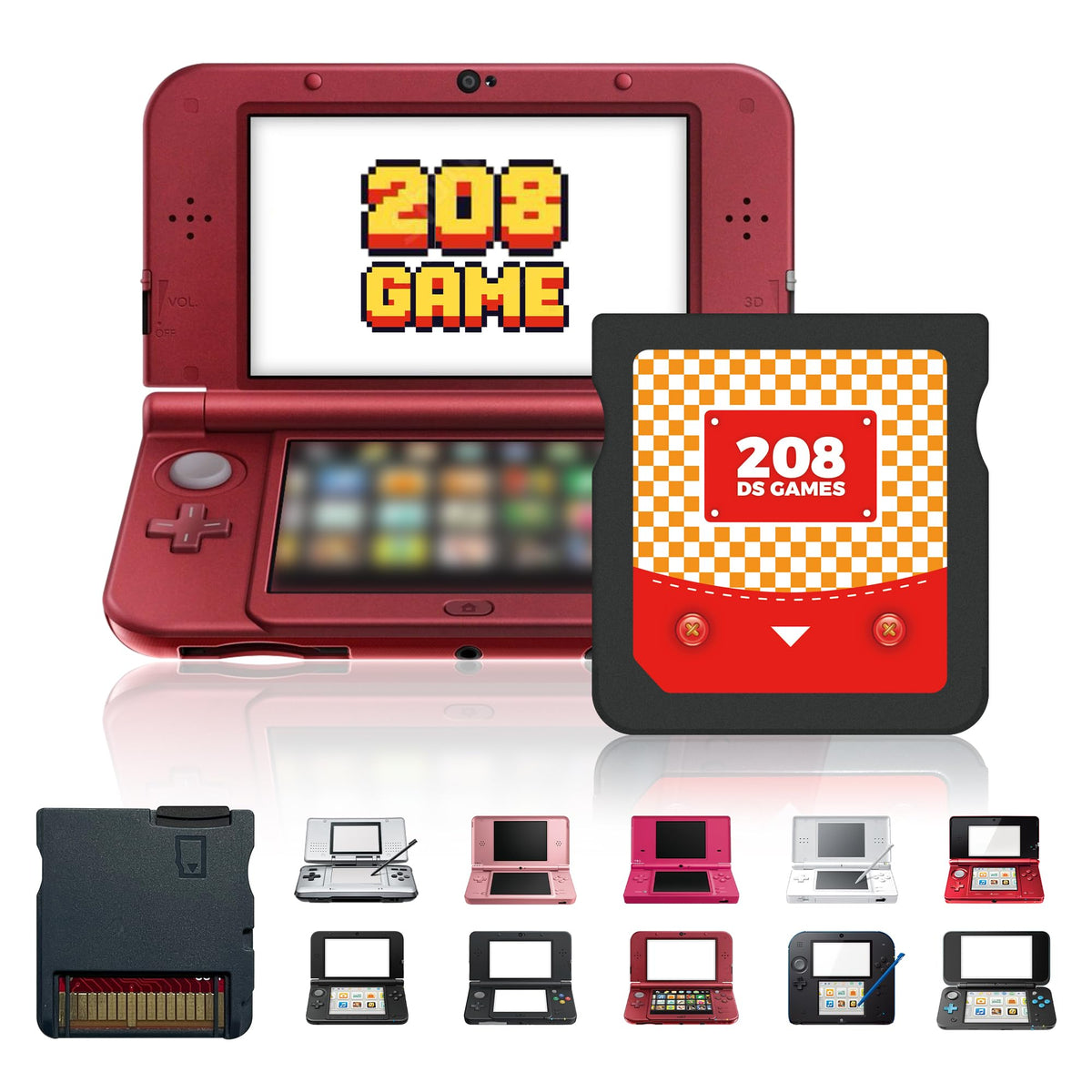 【2025 Newest】208 in 1 Super Combo Game Cartridge, Retro Game Pack Card Compilation with 208 Games