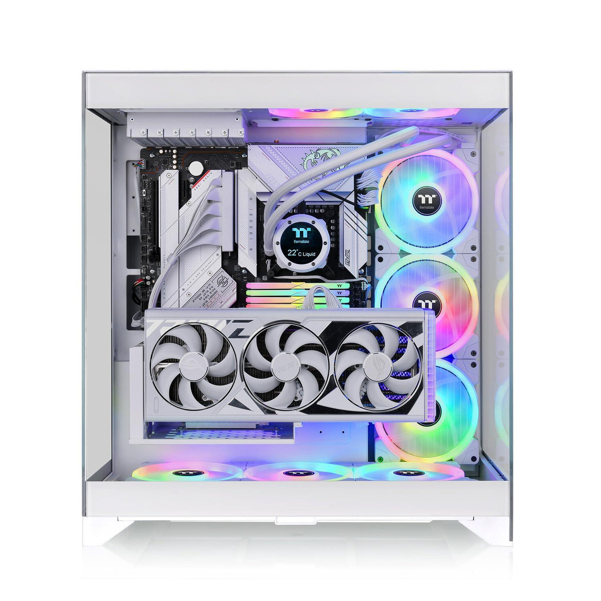 CTE E550 TG Snow Mid Tower ATX Case; 3 Tempered Glass Panels; Hidden-Connector Motherboard Support; Three-Way VGA Installations; Dual Chamber Design; CA-1Z8-00M6WN-00; 3 Year Warranty