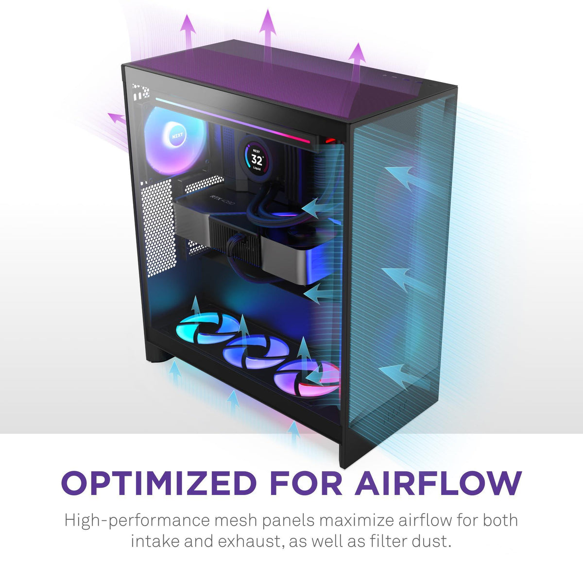 NZXT H7 Flow RGB Mid-Tower ATX Airflow Case with RGB Fans