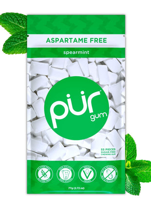 PUR Gum | Aspartame Free Chewing Gum | 100% xylitol | Natural Spearmint Flavored Gum, 55 Pieces (Pack of 1)