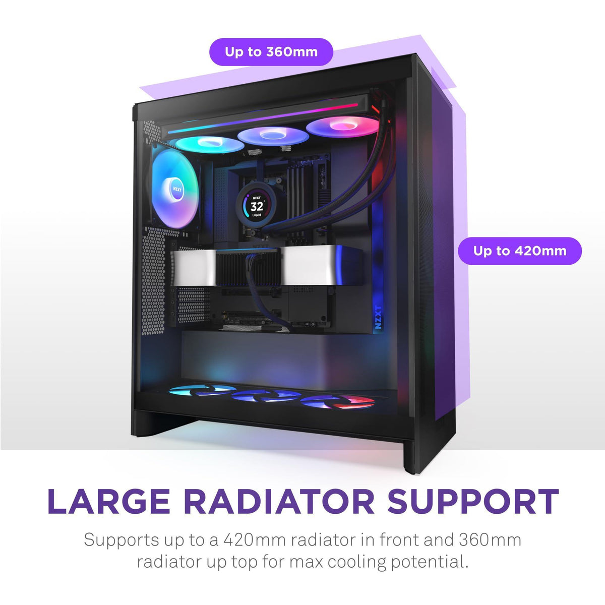 NZXT H7 Flow RGB Mid-Tower ATX Airflow Case with RGB Fans