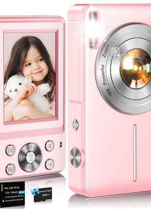 Digital Camera,1080P Kids Camera 44MP Point and Shoot Digital Cameras | 16X Zoom,Anti-Shake,32GB Card,Date Stamp,Compact Small Cameras Photography for Kids Student Teen Girl Boy(Black)