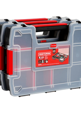 CRAFTSMAN Storage Organizer, Small Parts Organizer, 3-Packs with 10-Compartments, Lid Includes Secure Latch (CMST60964M)