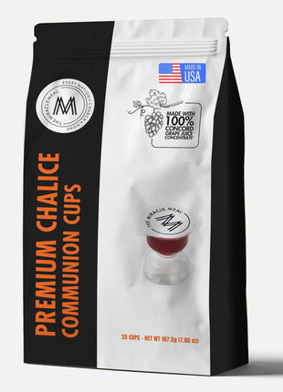 The Miracle Meal Pre-Filled Premium Chalice Cup - Travel Pack - Bag of 25 with Wafer and 100% Concord Grape Juice