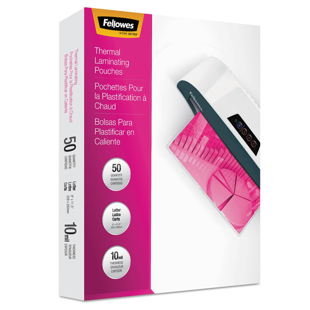 Fellowes 52042 Laminating Pouches,Letter,10Mil,11-1/2-Inch x9-Inch,50/PK,Glossy,CL