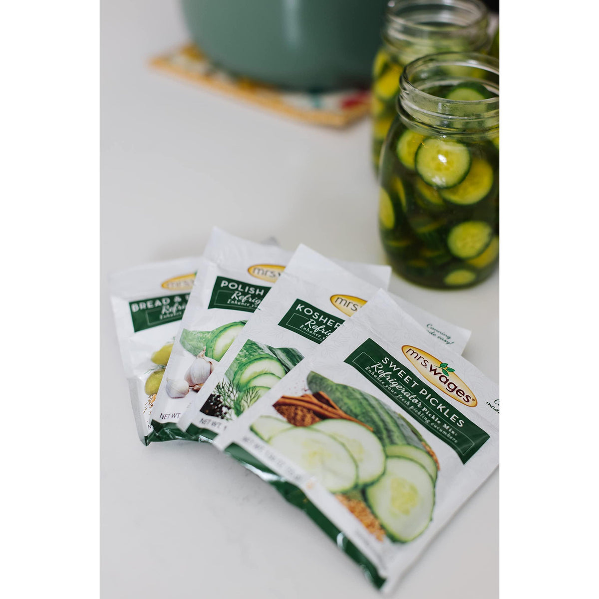 Mrs. Wages Kosher Dill Pickles Refrigerator Mix | Quick and Easy | Simple-To-Use | Simple Homemade Pickles | Traditional Pickle Flavoring | 1.94 oz Packet (Value Pack of 12)