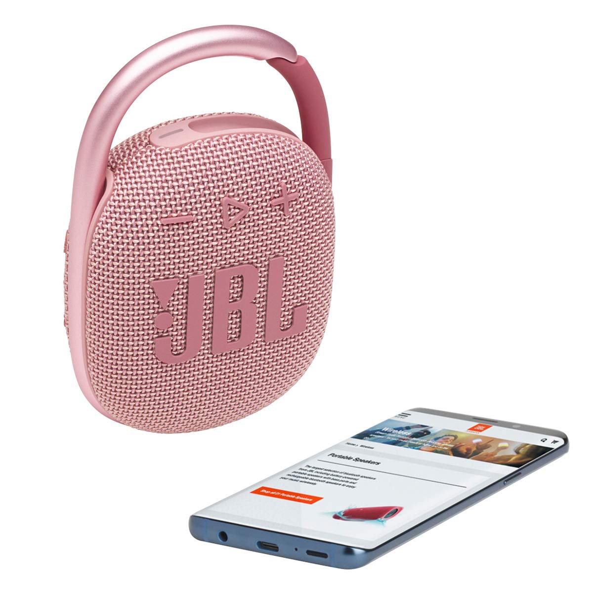 JBL Clip 4 - Portable Mini Bluetooth Speaker, big audio and punchy bass, integrated carabiner, IP67 waterproof and dustproof, 10 hours of playtime, speaker for home, outdoor and travel (Pink)