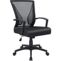 Furmax Office Chair Ergonomic Computer Desk Mesh Chair Mid Back Swivel Lumbar Support with Armrest (1, Black)