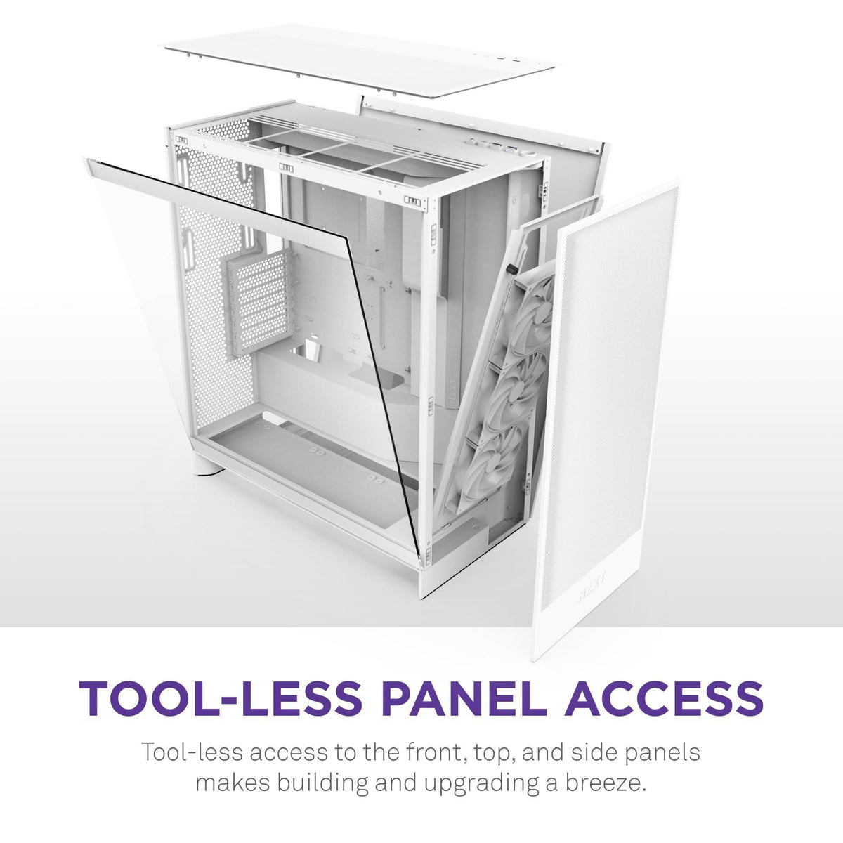 NZXT H7 Flow 2024 - Mid-Tower ATX Airflow Case - Includes Pre-Installed 3 x 120mm Fans - Supports Bottom Fans for Dedicated GPU Cooling - Cable Management - White