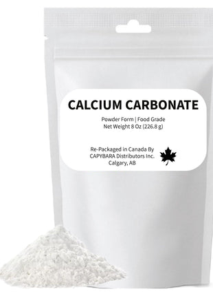 Calcium Carbonate Powder Food Grade - 8 Oz (226.8 g) - Use in Winemaking Brewing Baking Cooking Juices Jams Preserves - Sold by CAPYBARA Distributors Inc.