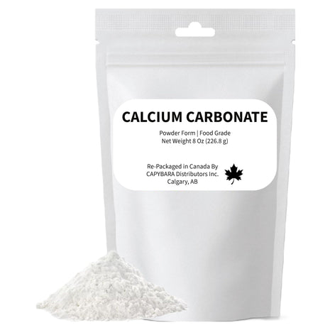 Calcium Carbonate Powder Food Grade - 8 Oz (226.8 g) - Use in Winemaking Brewing Baking Cooking Juices Jams Preserves - Sold by CAPYBARA Distributors Inc.