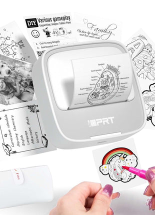iDPRT Sticker Printer, Portable Sticker Maker Machine, Mini Inkless Bluetooth Thermal Printer for iPhone & Android, Pocket Printer for Labels, Barcodes, DIY Journaling, Kids Gift, Gray