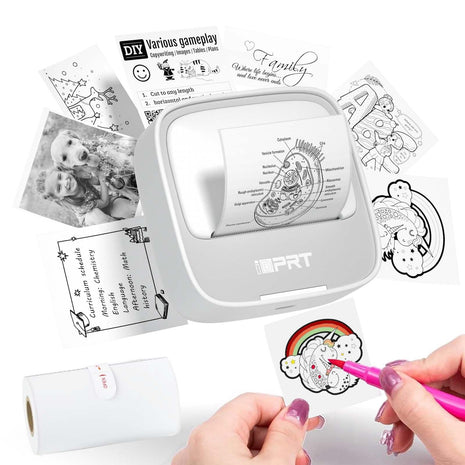 iDPRT Sticker Printer, Portable Sticker Maker Machine, Mini Inkless Bluetooth Thermal Printer for iPhone & Android, Pocket Printer for Labels, Barcodes, DIY Journaling, Kids Gift, Gray