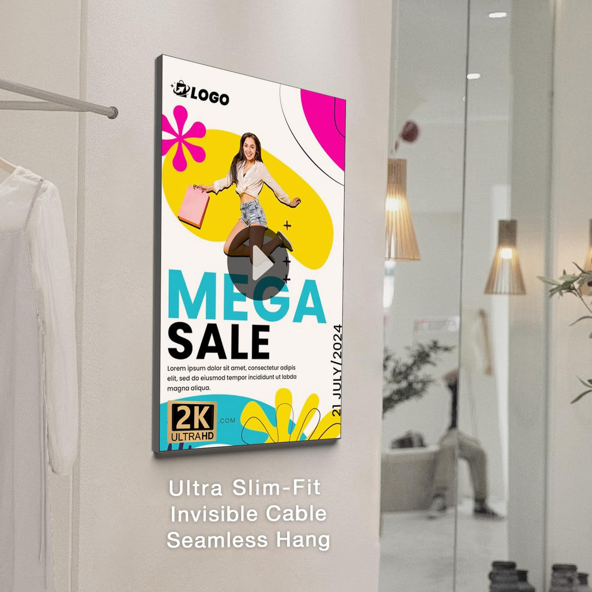 29 Inch HD 700nits Wall Mount Digital Signage Slim Fit Frameless Commercial Display LCD Monitor Advertising Screen 2-32GB Android 9.0 with