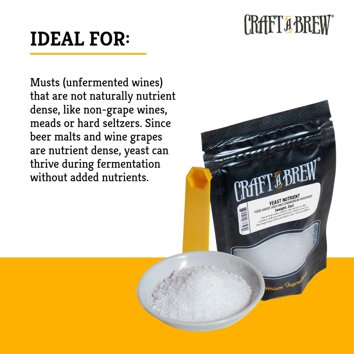 Craft A Brew - Yeast Nutrient - Food Grade - For Wine Making & Beer Brewing - Creates Nutrient Rich Environment For Yeast - 2 oz Package