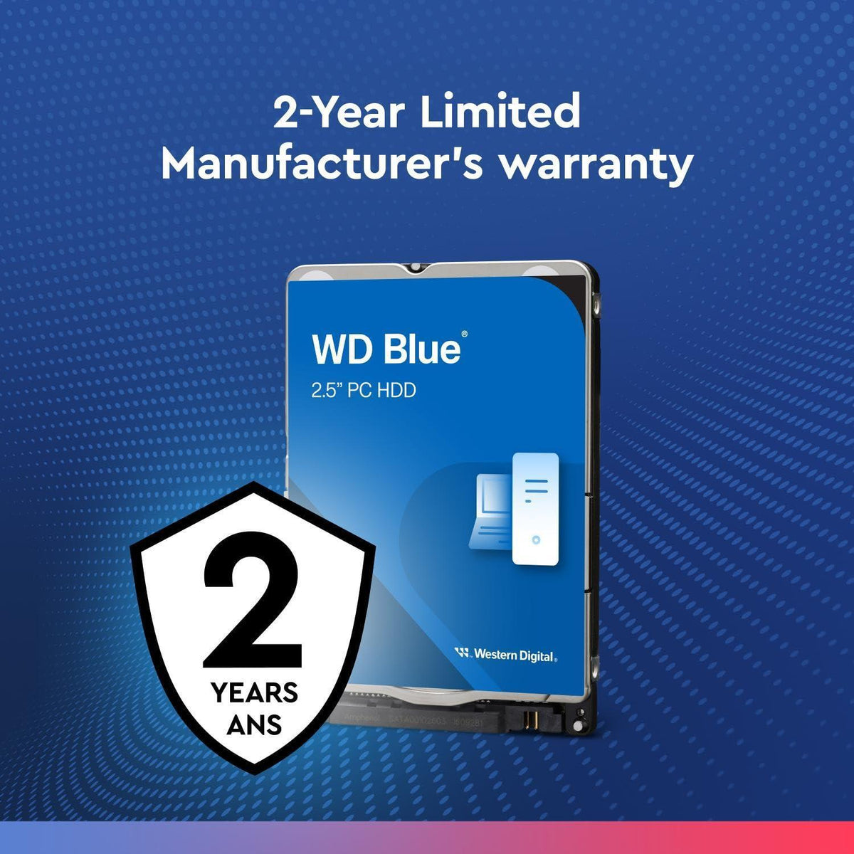 Western Digital 2TB WD Blue Mobile Hard Drive HDD - 5400 RPM, SATA 6 Gb/s, 128 MB Cache, 2.5" - WD20SPZX