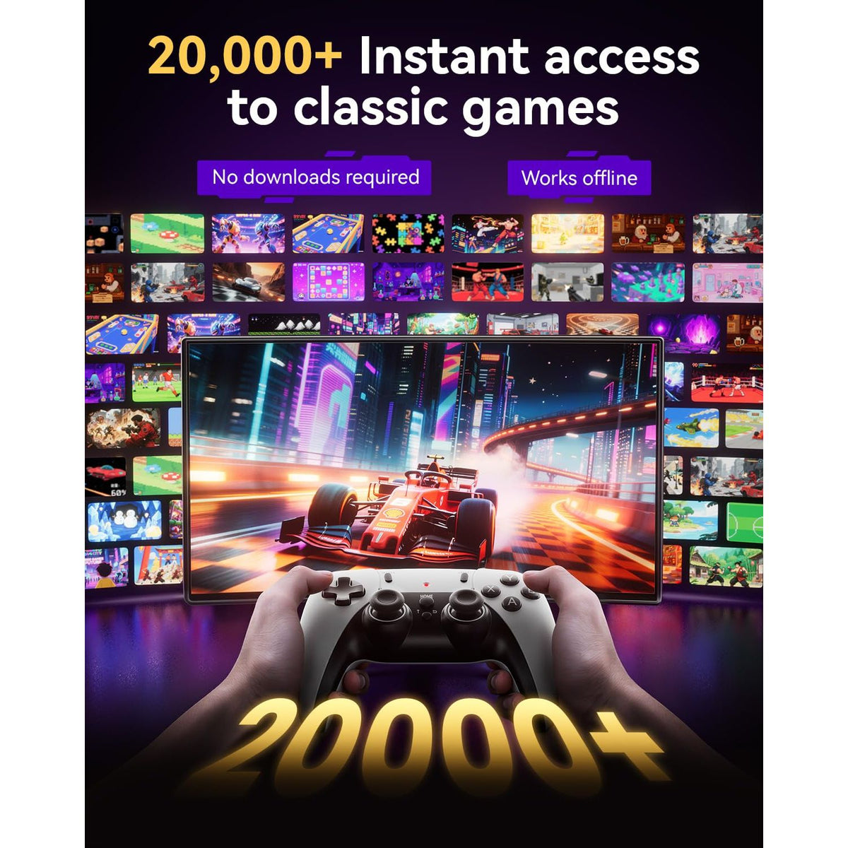 2025 Upgraded Retro Gaming Console Stick, Classic Video Games Stick with 4K HDMI, Built-in 23 Emulators, 20000+ Games - Plug & Play TV Video Gaming Stick with Upgrade Dual 2.4G Wireless Controllers