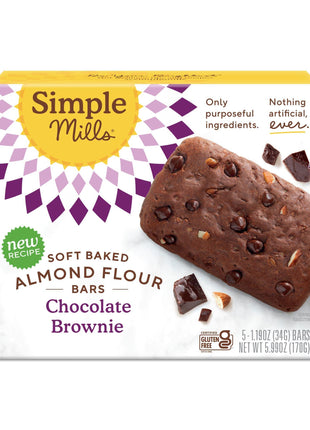 Simple Mills, Bar Almnd Flour Soft Baked Chocolate Brownie 5 Count, 5.99 Ounce