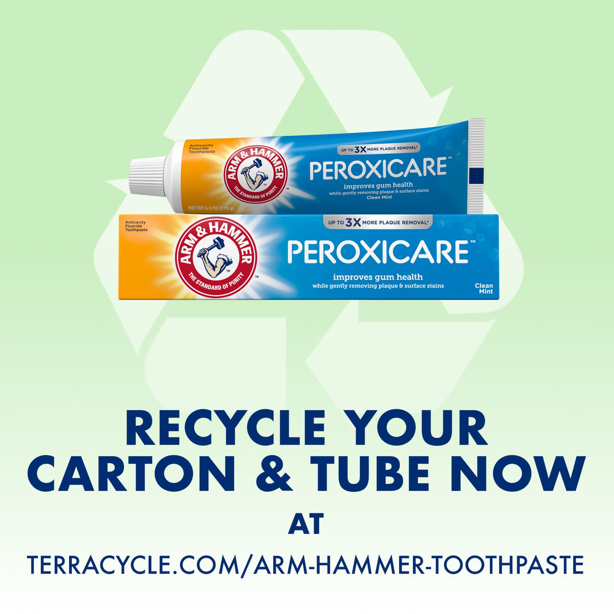 ARM & HAMMER Peroxicare Toothpaste for Gum Health, Baking Soda Toothpaste for Adults, Fluoride, Clean Mint, 6.0 oz (Pack of 4)