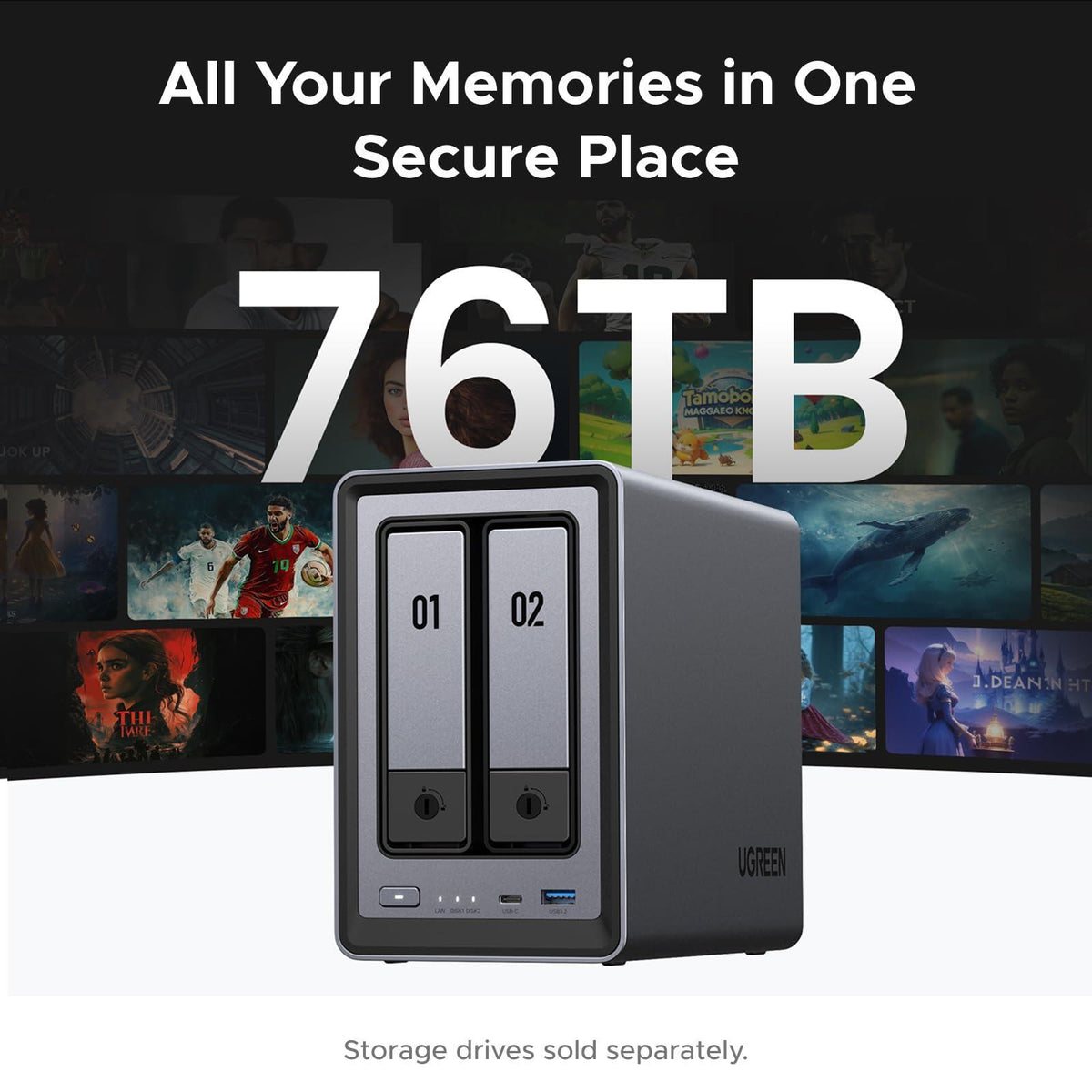 UGREEN NASync DXP2800 2-Bay Desktop NAS, Intel N100 Quad-core CPU, 8GB DDR5 RAM, 2.5GbE, 2 * M.2 NVMe Slots, 4K HDMI, Network Attached Storage (Diskless)