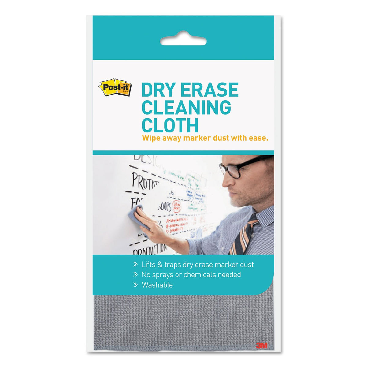 Post-it Dry Erase Cleaning Cloth (MMMDEFCLOTH) 10 5/8 x 10 5/8 Grey white