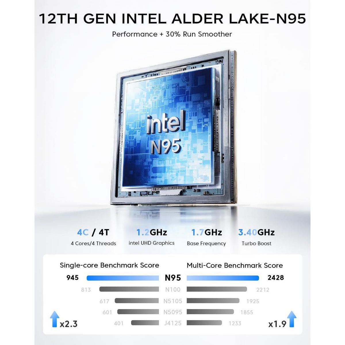 KAMRUI GK3Plus Mini PC, 16GB RAM 512GB M.2 SSD Mini Computers,12th Alder Lake N95 (up to 3.4GHz) Micro PC, 2.5''SSD, Gigabit Ethernet,4K UHD,Three Screen Display, WiFi,BT,VESA/Home/Business Small pc