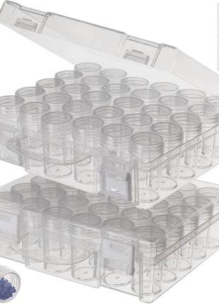 30 Slots Diamond Painting Storage Containers, Bead Organizer, Diamond Containers Diamond Painting Boxes Diamond Embroidery Box Storage Containers 30 Grids Storage Box for Beads Rhinestones (2 Pack)