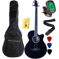 Vizcaya Full Size 4 Strings Cutaway Acoustic-Electric Bass Guitar With 4-Band Equalizer,5mm Padding Gig Bag,Strap, Picks-Black