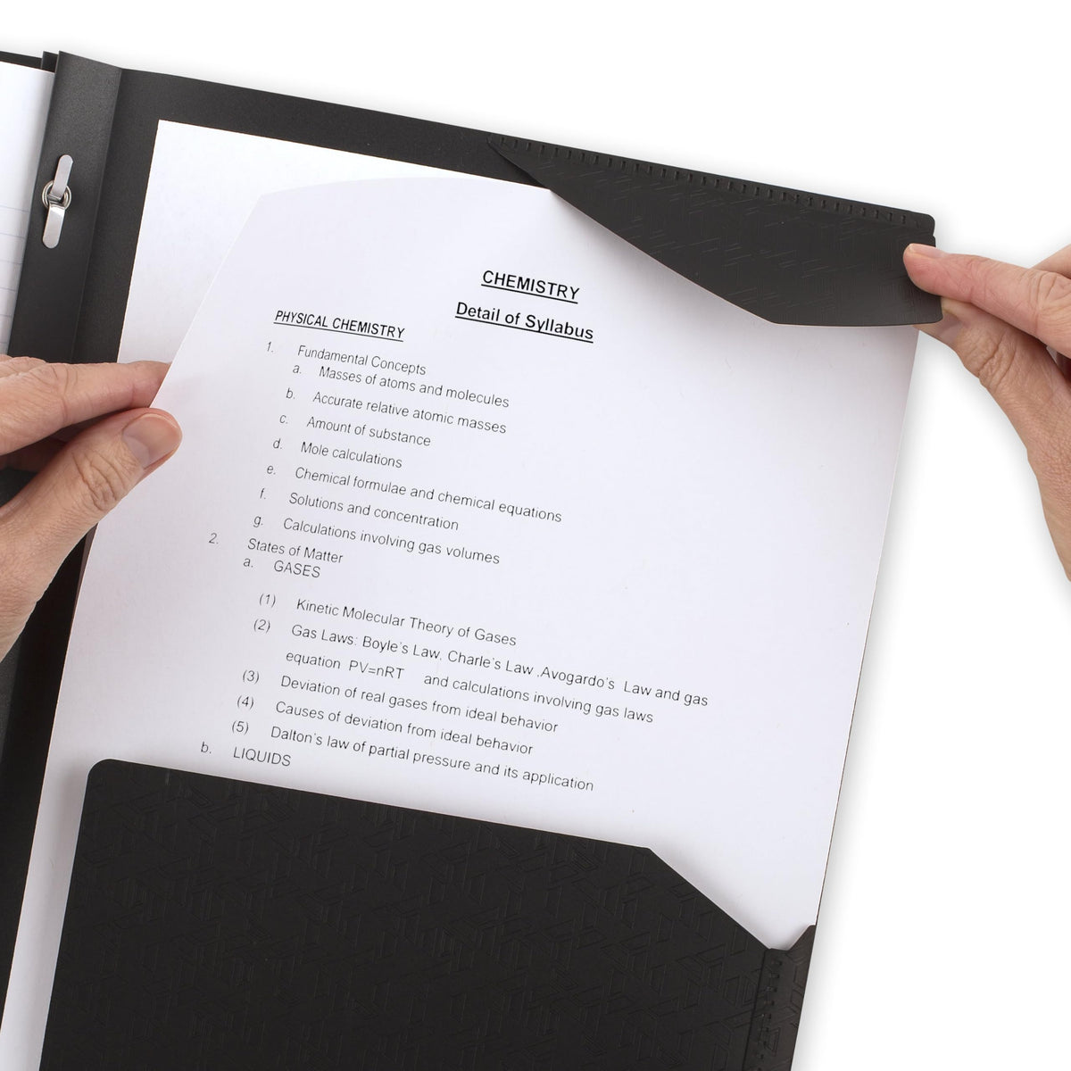 Five Star 2-Pocket Folder, Plastic Folder with Stay-Put Tabs and Prong Fasteners, Holds 8-1/2" x 11" Paper, Black (72113)