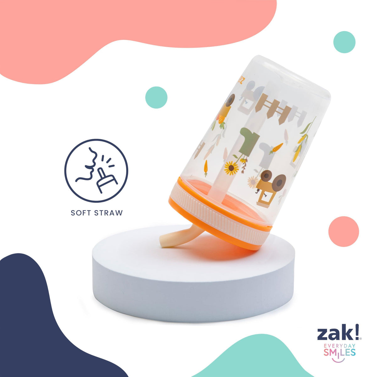 Zak Designs Kelso Toddler Cups For Travel or At Home, 15oz 2-Pack Durable Plastic Sippy Cups With Leak-Proof Design is Perfect For Kids (Sweet Berry, Lemon Zest)
