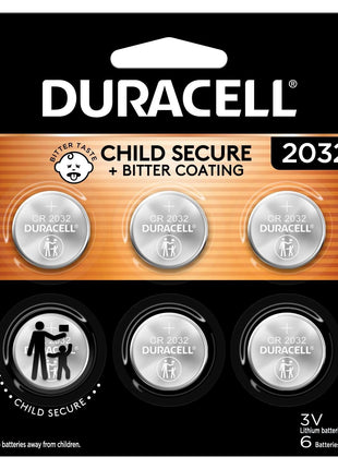 Duracell 2032 Lithium Battery, 6 Count, AirTag & Key Fob, CR2032 3V Cell