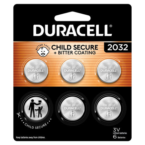 Duracell 2032 Lithium Battery, 6 Count, AirTag & Key Fob, CR2032 3V Cell