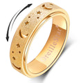 OreilleStar Anxiety Ring for Women Spinner Ring Stainless Steel Fidget Toys Adults Fidget Spinner Ring Fidgit Ring (Moon Star-Gold, 8)