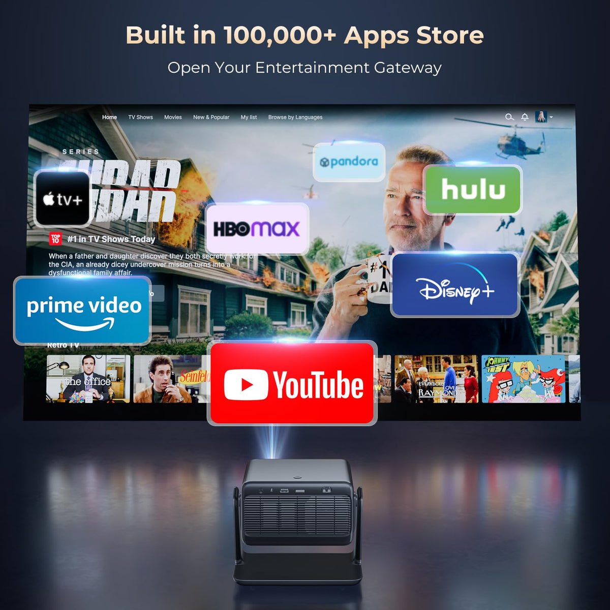 Goodee Viedo Projector With Wifi And Bluetooth, Smart Movie System/ Dolby Audio/ Auto Focus & Keystone Portable Projector, 4k Video Decode & 1080p Native For Home Theater / Outdoor
