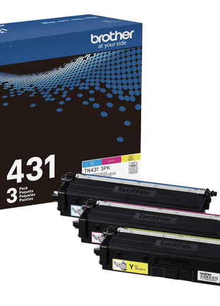 Brother TN-431 3PK, Cyan, Magenta, Yellow, Standard Yield, Model: TN4313PK