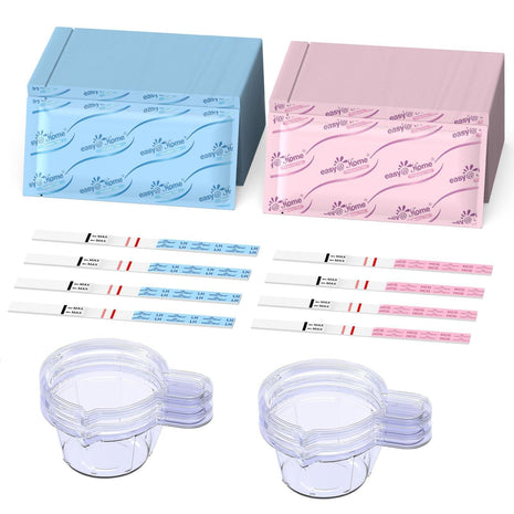Easy@Home Ovulation & Pregnancy Test Kit, 25 LH + 10 hCG Tests, 35 Cups | Ovulation and Pregnancy Test Strips with 35 Large Urine Cups, Compatible with the Premom APP for Convenient Cycle Tracking
