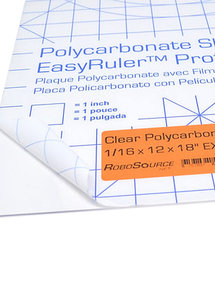 Polycarbonate Clear Plastic Sheet 12 inch X 18 inch X 0.0625 inch (1/16 inch) Exact, EasyRuler Film, Shatter Resistant, Easier to Cut, Bend, Mold than Plexiglass. VEX Robot, Hobby, DIY, Industrial. Glass Replacement