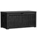 Greesum 120 Gallon Outdoor Storage Box with Lock - Large Resin Deck Box, Reinforced Lid for Garden, Patio, Lawn, Black