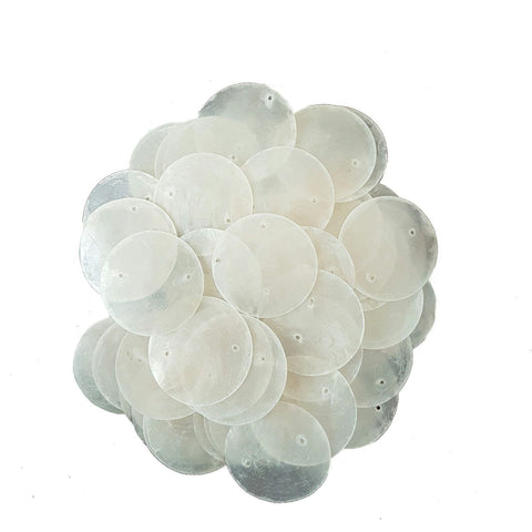 East-J 100 Round Capiz Shell Discs 1.5" (Two Holes) (Natural Color)