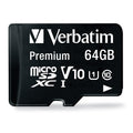 Verbatim 64GB Premium MicroSDXC Memory Card with Adapter UHS-I V10 Class 10 supports Full HD (1080p) U1 speed rated Up to 90MB/s read speed
