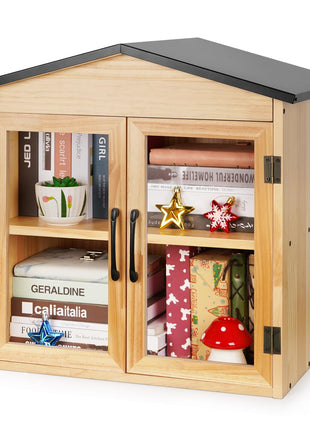 Exttlliy Outdoor Library Outdoor Book Box Storage Small Wooden Cabinet Little Literature Box for Neighborhoods Community and Schools Sharing Books, Flyers, Newspapers, Food and Art (D)