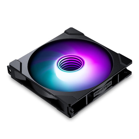Phanteks M25-140 Gen2 Reversed Blade, 140mm ARGB High Performance Cooling Fans, Daisy-Chain Unified Fan Frame, Infinity Mirror hub, Single Cable Connection, Black