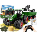 Uarzt Remote Control Tractor Toy, Kids RC Tractor Set & Truck and Trailer Front Loader - Metal Car Head/8 Wheel/Light, Toddlers Farm Vehicle Toys for 3 4 5 6 7 8 9 Year Old Boys Girls Birthday Gift